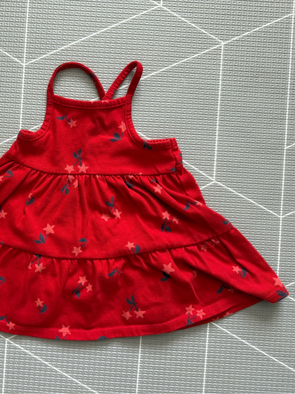 Cat & Jack|Baby girl summer dress,vibrant Red Tiered floral Star Print dress•12M
